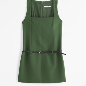 NWT abercrombie Green Squareneck Belted Mini Dress size medium
